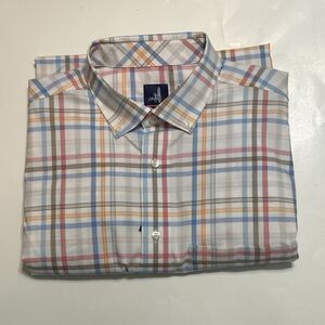 johnnie-O Big & Tall Towers Performance Button Up Shirt White Size LT NWT